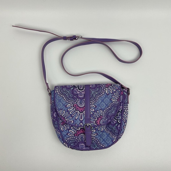 Handbags - Vera‎ Bradley Crossbody Saddle Bag Purple Floral Medallion Boho Festival Y2K